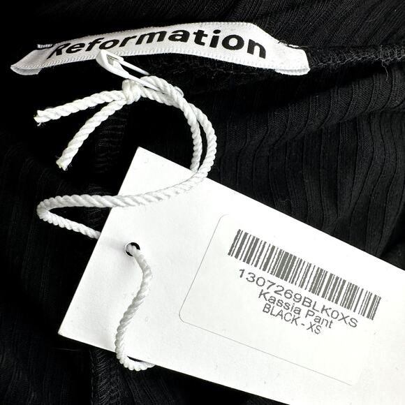 Reformation Kassia Pants Tie Waist High Rise Trousers Slim Straight Black XS NWT - Picture 3 of 6